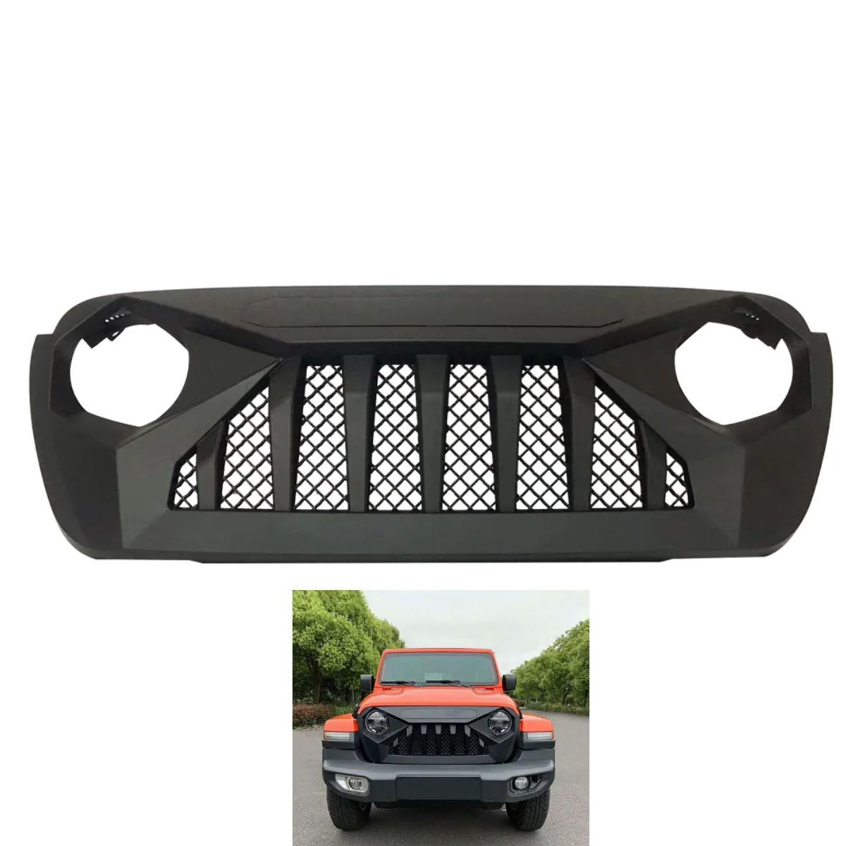 

Lantsun для Jeep JL, передняя решетка, сетка, черная для Jeep Wrangler JL JLU 2018-JL1096