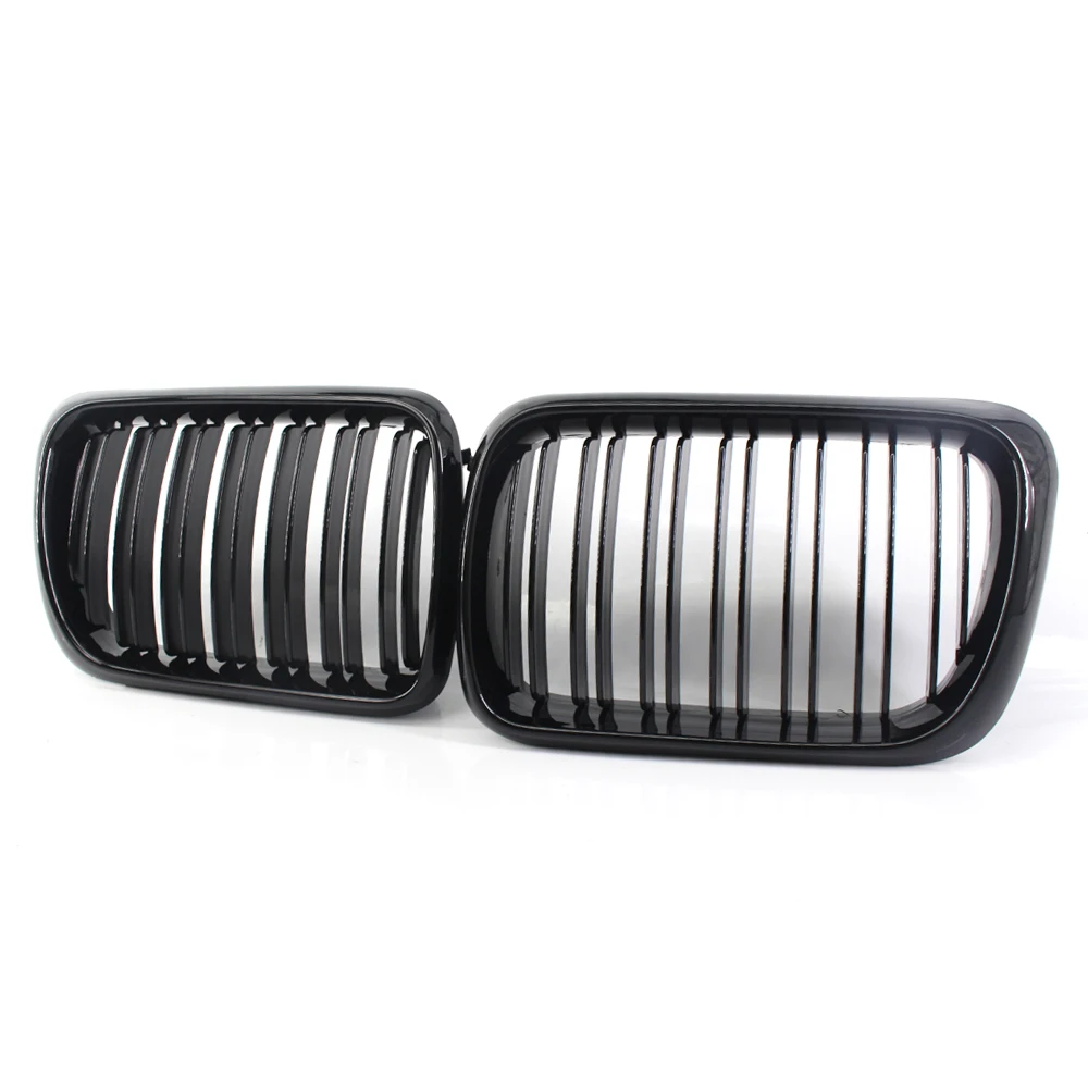 

For BMW 3-Series E36 323i 318i 328i M3 4DR 1997-1999 Gloss Black Double Slat Front Racing Grille Grill 51138195151, 51138195152