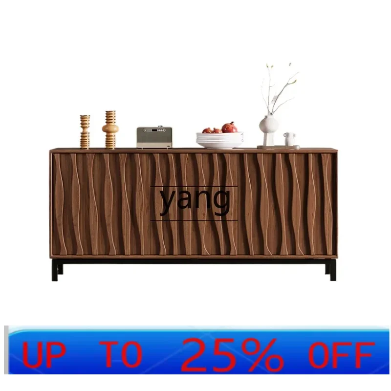 

LMM solid wood living room side cabinet walnut color locker household storage cabinet