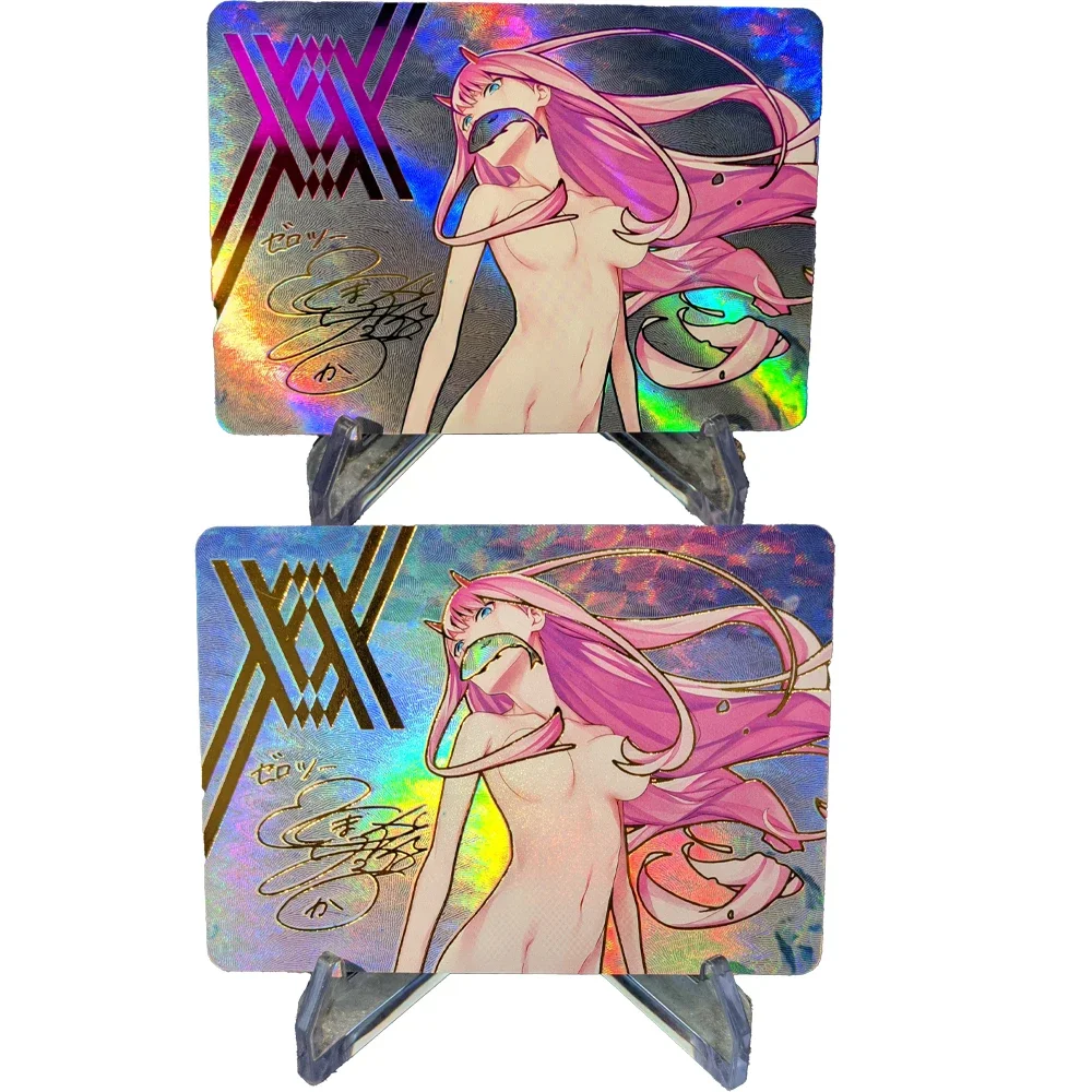 Diy Ws Collection Card Refrakcyjny kolor Flash Anime Zero Two Signature Card Pozłocenie Uv Tekstura Prezenty dla dzieci 63 * 88 mm