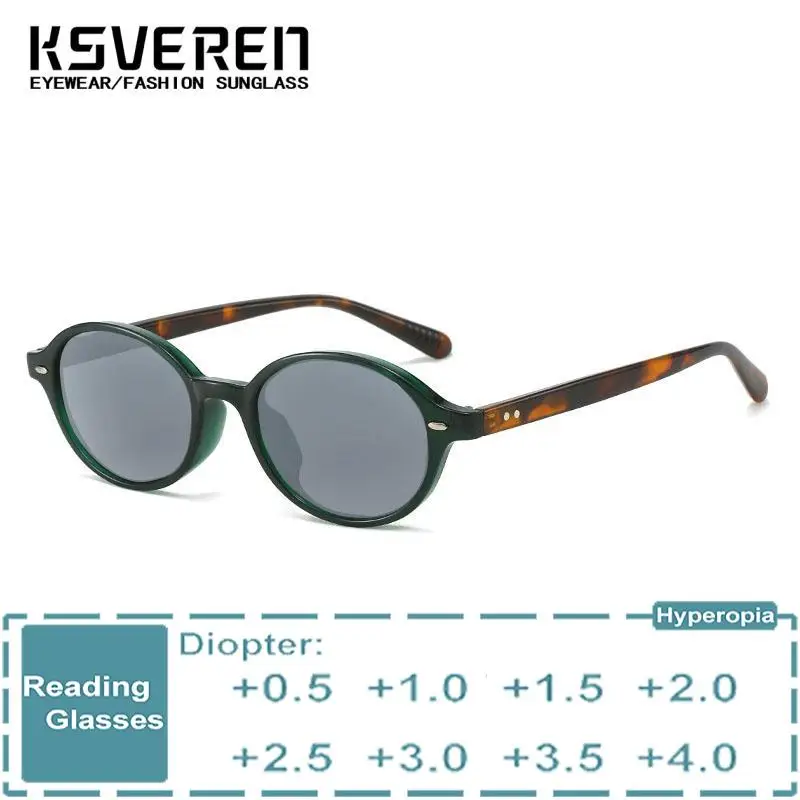 

KSVEREN Women Vintage Oval Reading Glasses Presbyopic Eyewear Outdoor Sunshade Glasses Prescription Glasses Frame Optical Glasse