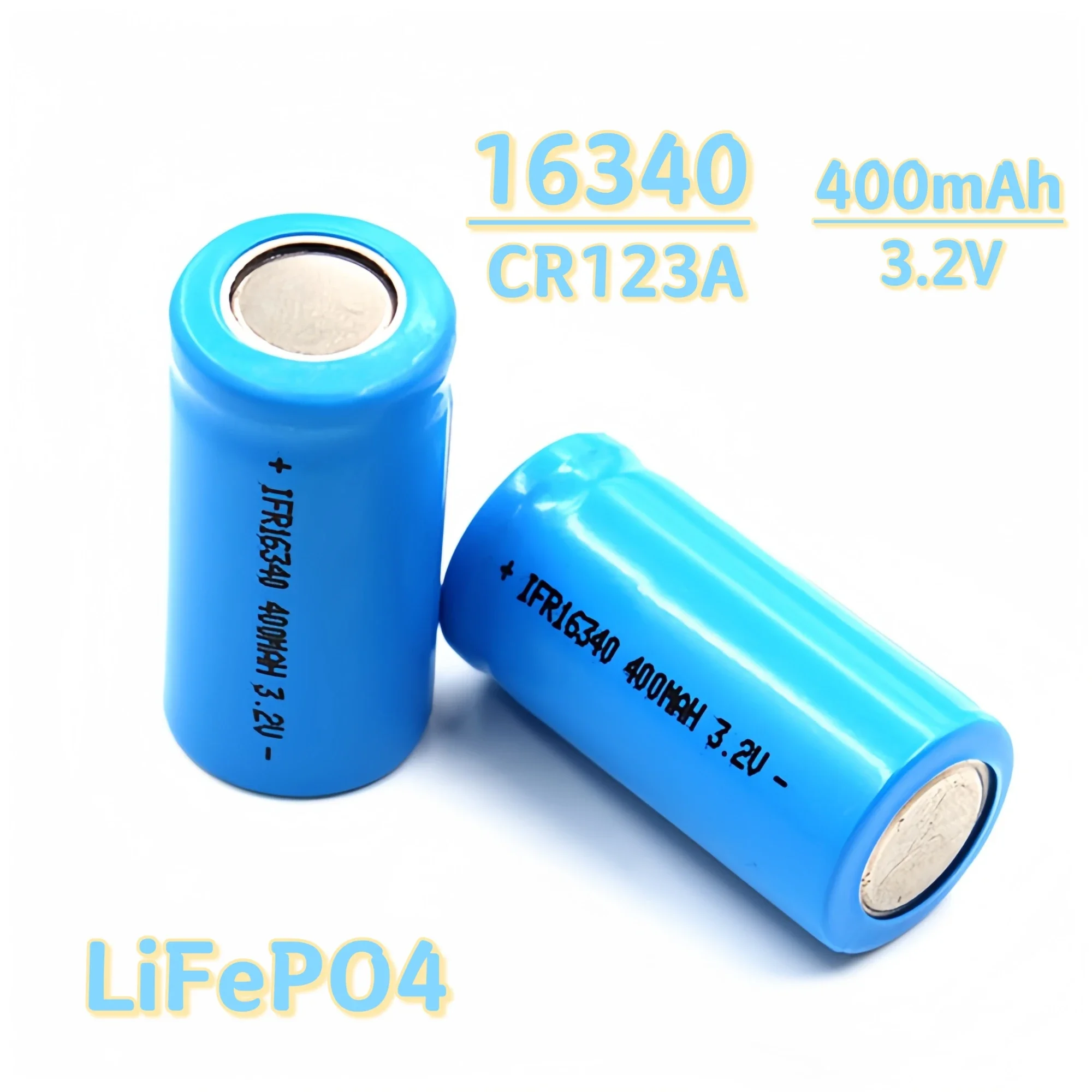 

16340 LiFePO4 Battery 3.2V 400mAh CR123A with Charger for Camera Radio Monitor Flashlight Vape Walkie talkie Smoke alarm Fan Toy