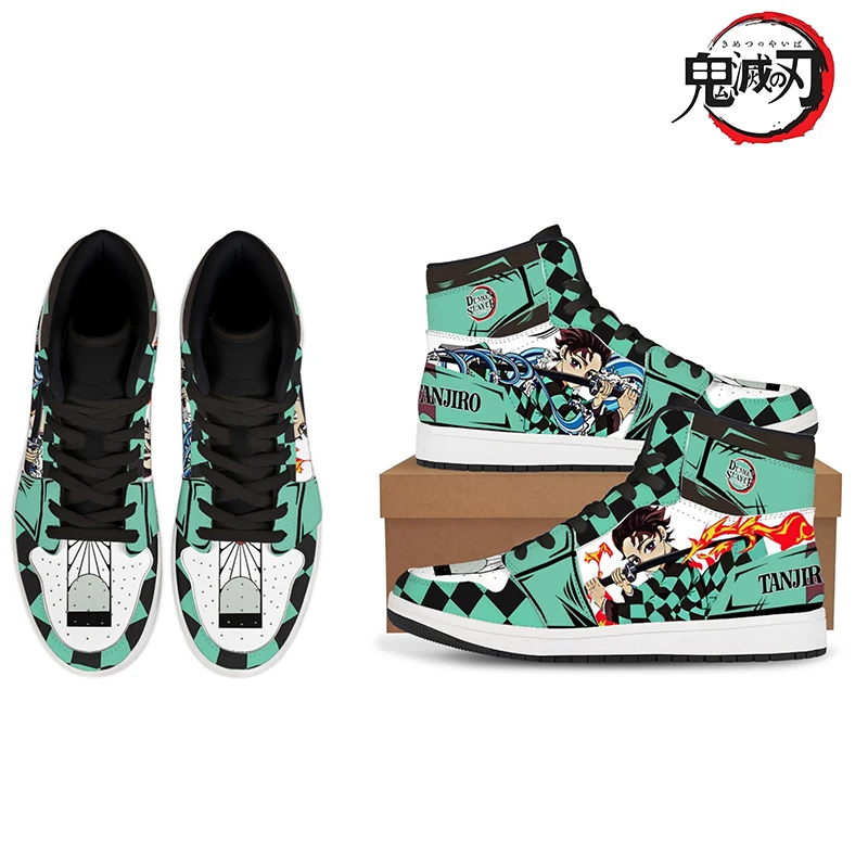 

Кроссовки на заказ с изображением персонажей аниме «Истребитель демонов», высокие кеды, баскетбольные кроссовки, повседневная обувь, парные кроссовки, подарок на праздник с изображением Камадо Танджиро.
