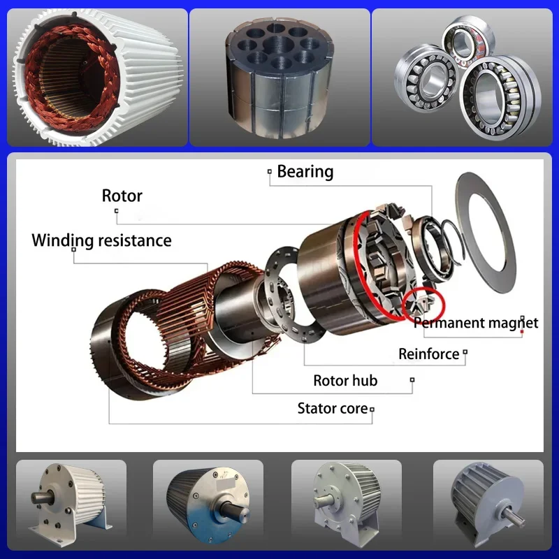 Generatore 20000W 20kw 48V 96V 220V 380V alternatore Gearless trifase a bassa velocità 30KW 30000W generatore a magnete permanente con motore