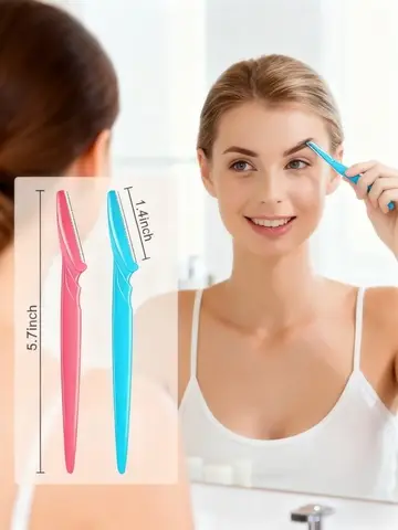 3Pcs Eyebrow Razor for Women, Safety Anti-Scratch Stainless Steel Blades, Precision Curved Blade for Eyebrow Shaping, Portable F