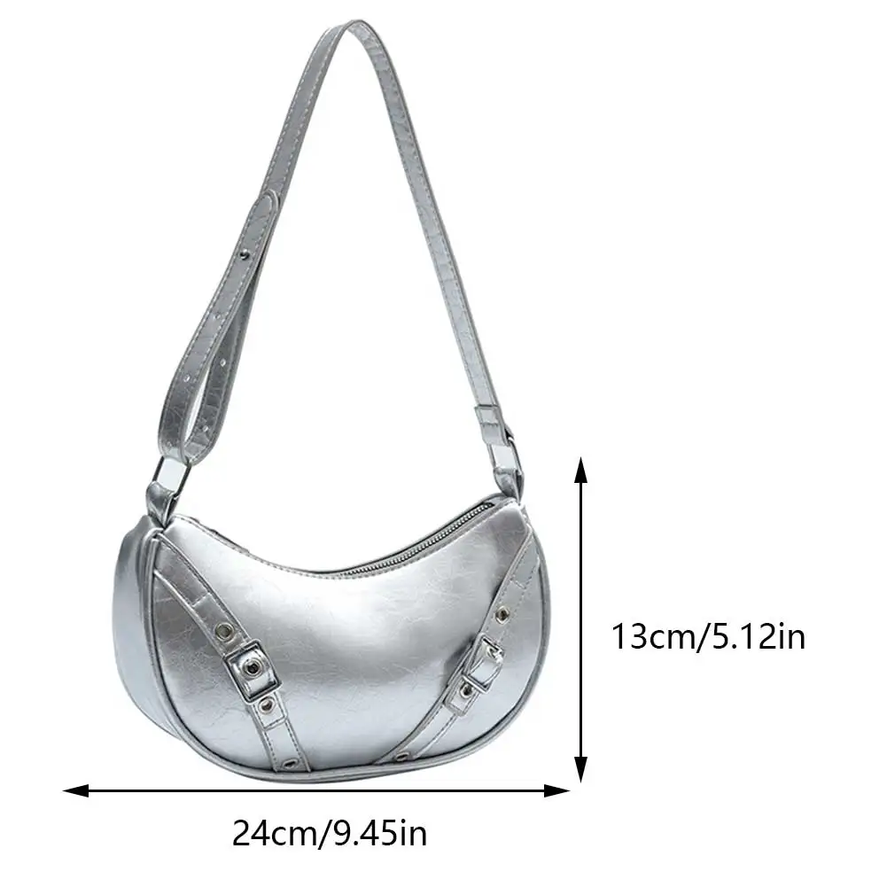 ผู้หญิง PU กระเป๋าใต้วงแขน Y2K กระเป๋าถือกระเป๋าถือขนาดใหญ่ความจุย้อนยุคกระเป๋าสีทึบสายรัดปรับระดับได้สำหรับเดินทางกลางแจ้ง