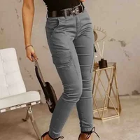Nueva primavera otoño Slim Casual algodón verde caqui mujer pantalón lápiz moda ropa de trabajo pantalones mujeres Cargo pantalones mujeres 26211