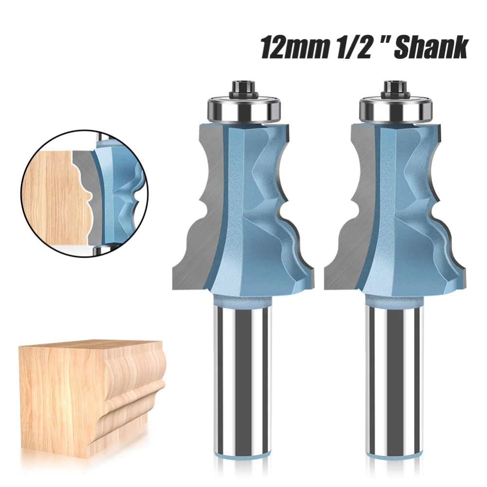 Molding Router Bit 1/2" 12mm Shank with Bearing Woodworking Milling Cutter Furniture Door Frame Decorative Edge Profiling Tool