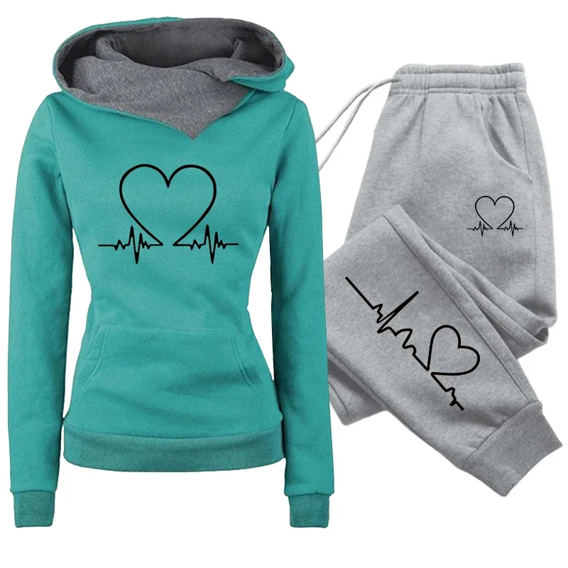 Women's Tracksuit Printing Casual Hoodie Sweatshirts Outdoors Sports Jogging Clothing Autumn Winter Quality Fashion Sportswear
