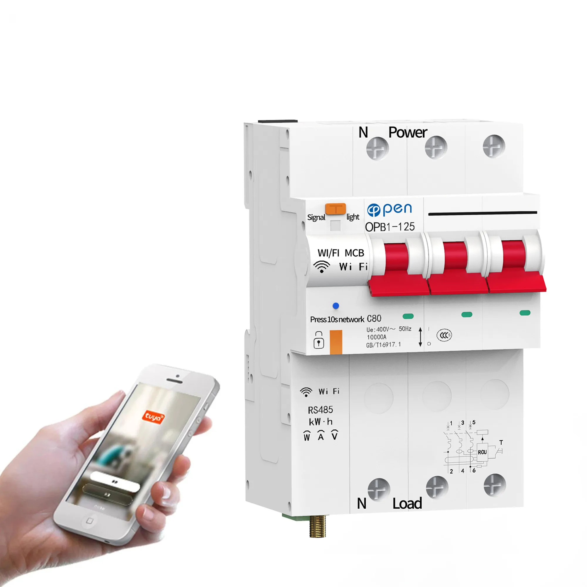 3P 25A 32A 40A 63A 100A AC230V TUYA Smart WIFI Metering Circuit Breaker automatic switch Leakage Protection kWh Meter