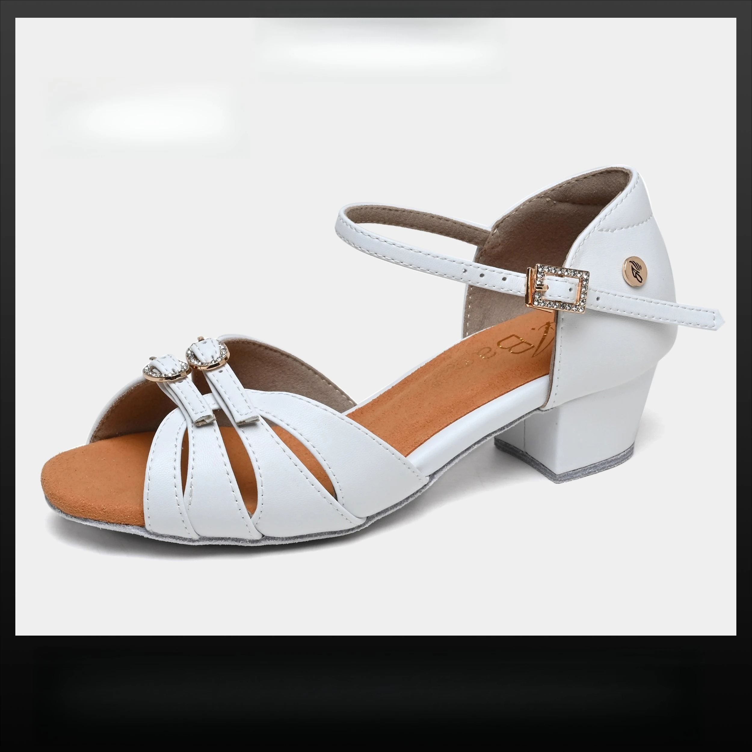 Vennystyle Zapatos de baile latino: zapatos de práctica cómodos con suela suave blanca profesional para niñas para examen y competición