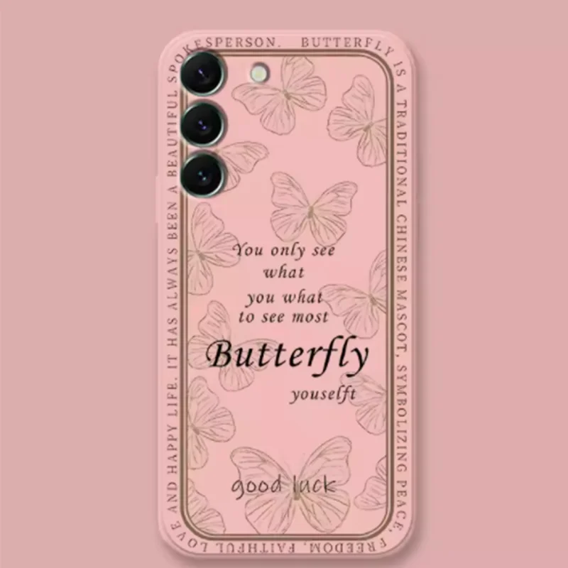 YL-Luxury Shockproof Butterfly Phone Case For Samsung Galaxy S23 22 21 20 10e Note20 10 FE Ultra Plus Silicone Back Cover Coque