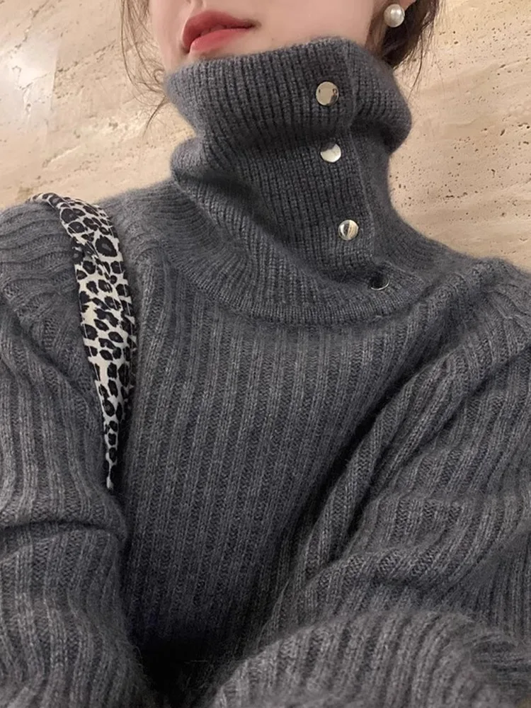 ملابس تريكو نسائية ذات ياقة ثانية لخريف وشتاء جديد Sle High Ne تصميم ملابس داخلية علوية طبقة أساسية قمة قابلة للتنفس #1