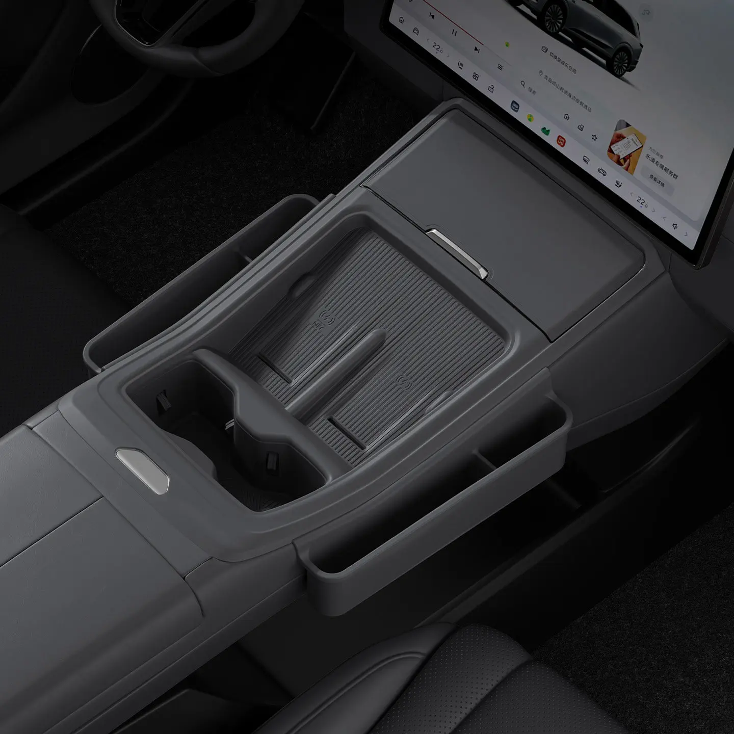 Pour Leapmotor L90 2025 : Tapis de recharge sans fil en silicone, tapis antidérapant pour porte-gobelet de console centrale, anti-poussière et protège-surface