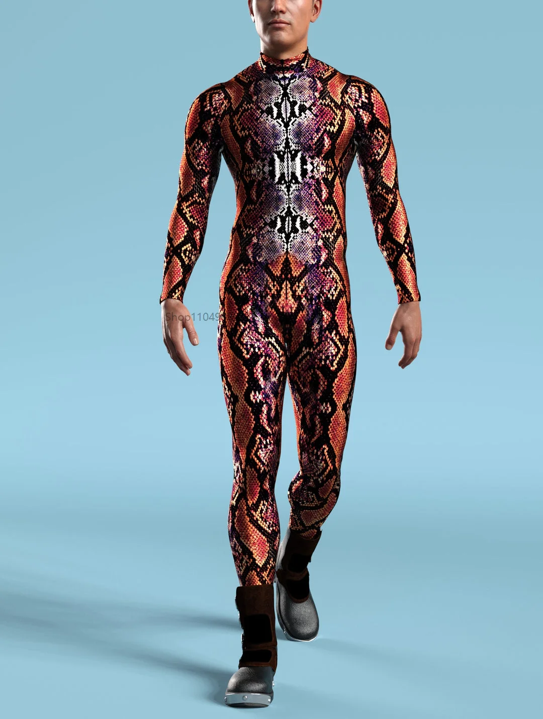 레드 MF 의상 3D 동물 뱀 피부 인쇄 코스프레 점프 슈트 의상 카니발 파티 사이버 Catsuit 여성 의상 바디 슈트
