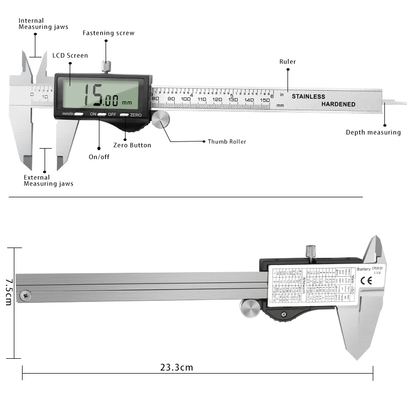 150MM 200MM 300MM suwmiarka cyfrowa duża suwmiarka z ekranem LCD metalowa suwmiarka cyfrowa noniusz miernik producenci narzędzie pomiarowe