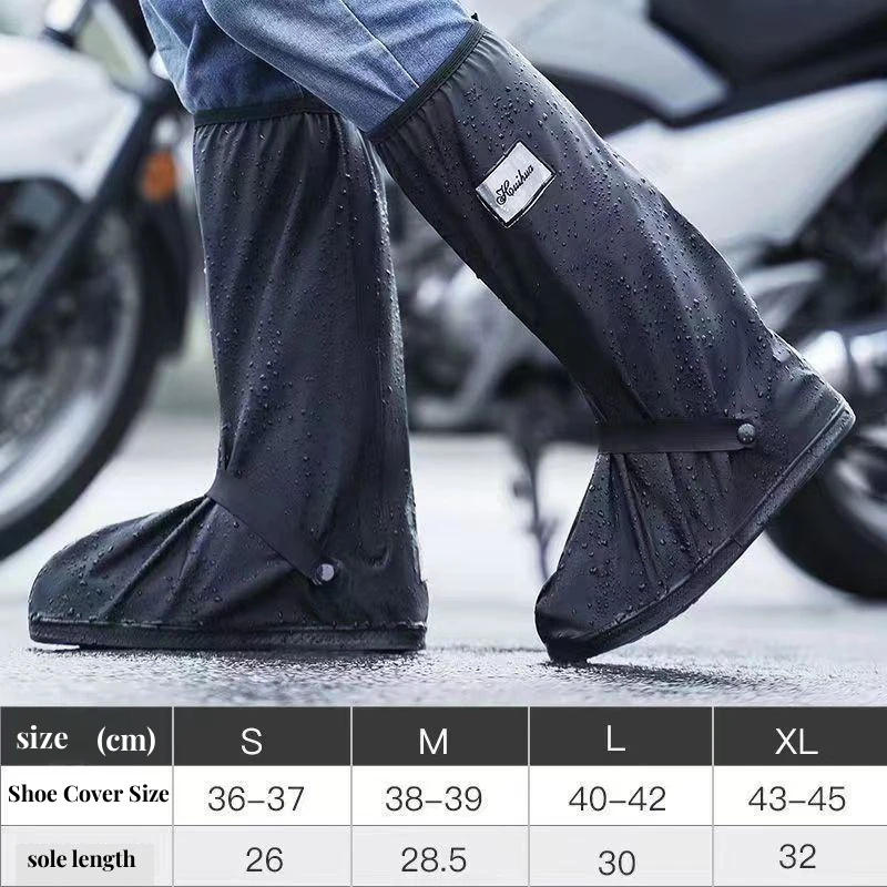 Unisex Reusable Rain Boot Shoe Cover Black Waterproof High Top Shoes Dust Covers for Motorcycle Bike Rain Cover Men Women