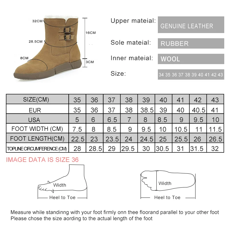 AIYUQI Women Snow Boots Suede Genuine Leather 2024 New Non Slip Flat Women Winter Boots Wool Warm Women\'s Ankle Boots