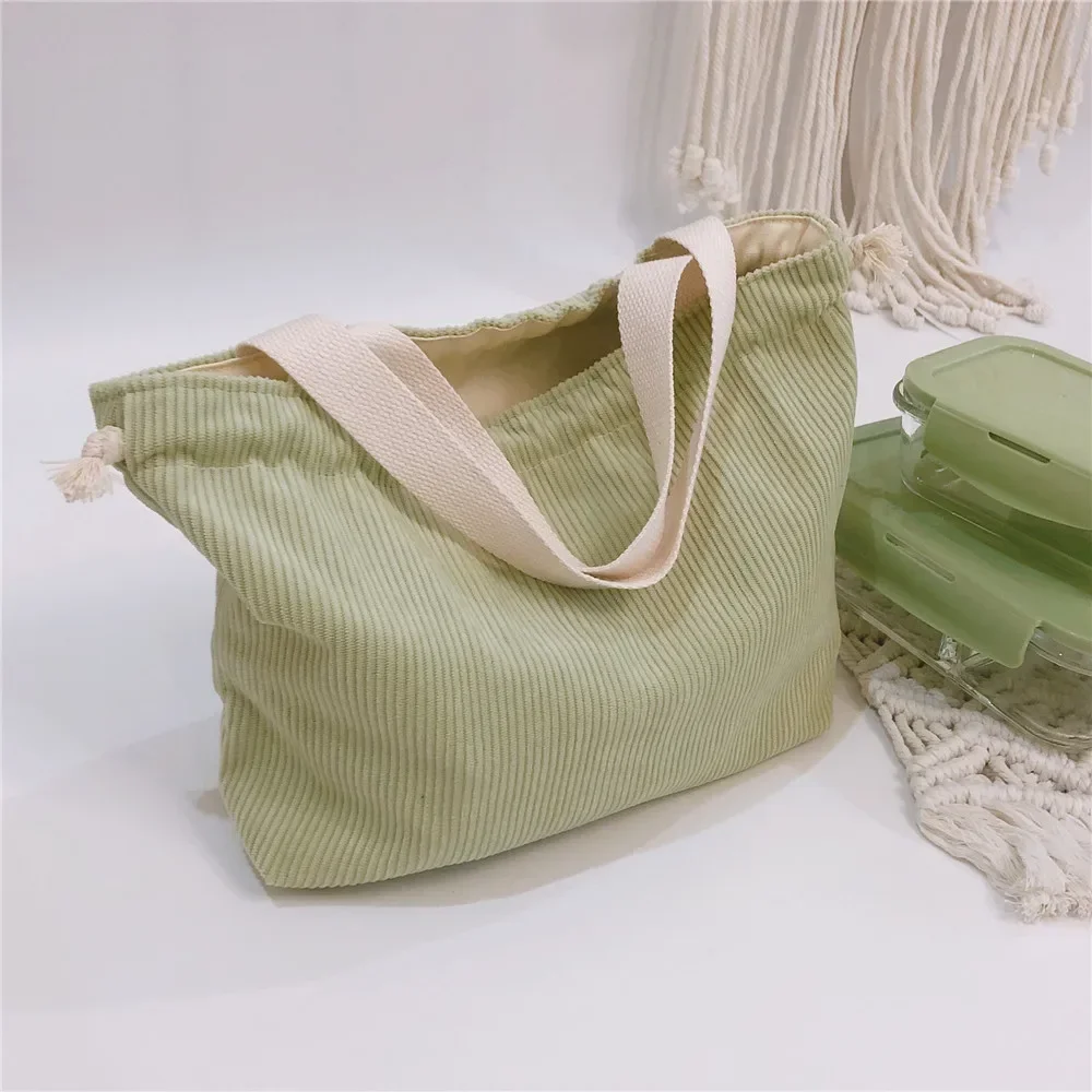 2023 New Style Lunch Bag Canvas Lunch Box Drawstring Picnic Tote Eco Small Handbag Dinner Container Food Storage Bags