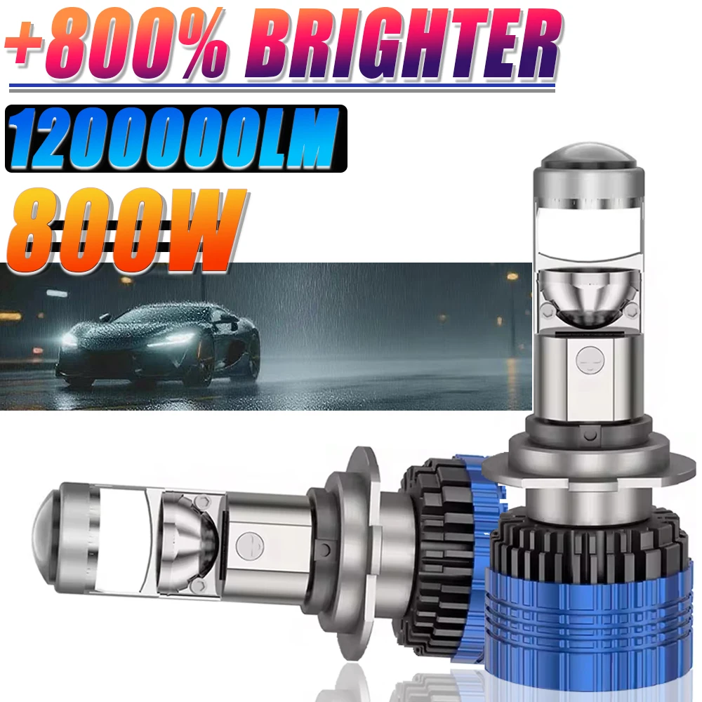 

H7 H4 Bi светодиодные линзы, лампа для фар для автомобиля 1200000LM H11 H9 H8 9005 HB3 9006 HB4 Canbus, мини-автоматический прожектор, вентилятор 12 В 24 В