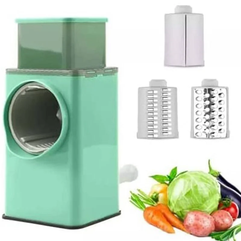 Grater Multi Function Vegetable Cutter Upgraded Cheese Grater Shredder Kitchen Essentials with 3 Interchangeable Blades