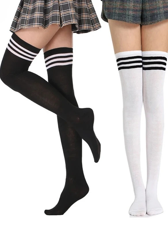 

Женские полосатые чулки выше колена, сексуальные длинные нейлоновые гетры, женские гетры выше колена