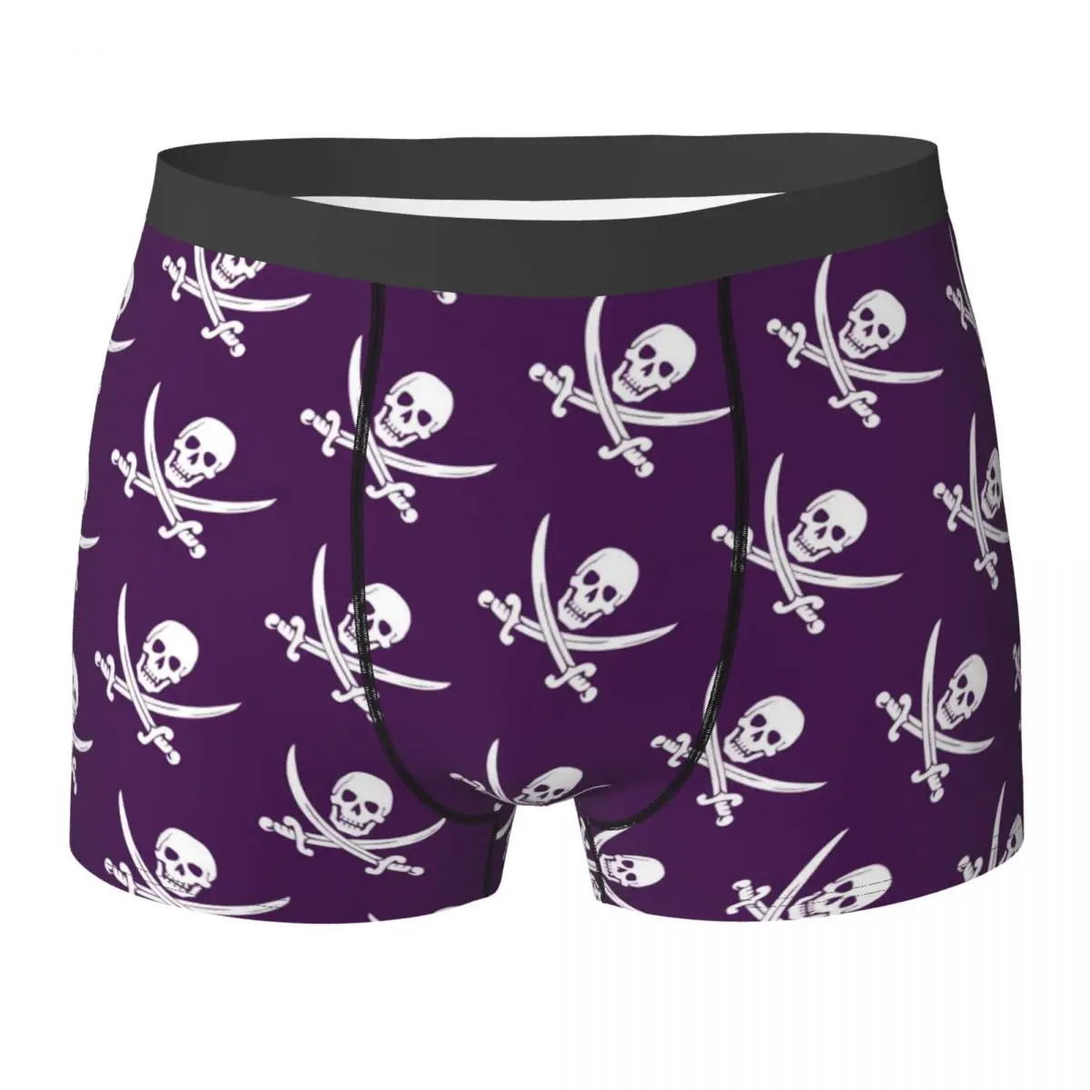 Pirate Skull Underwear Jolly Roger Purple Pouch Trenky Boxer Shorts Print Shorts Briefs Funny Men's Underpants Plus Size