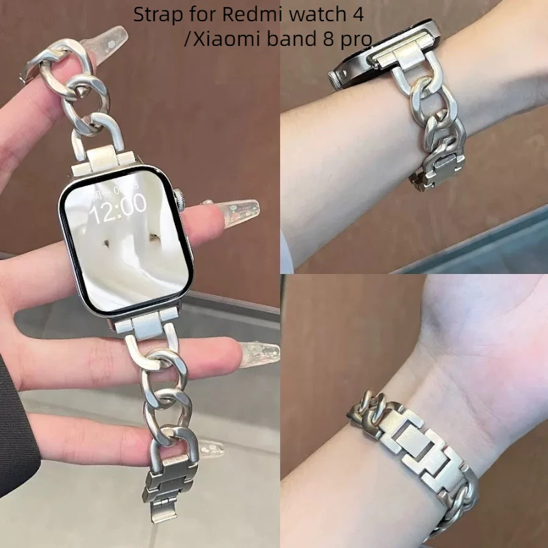 

Ремешок металлический для смарт-часов Redmi watch 4, спортивный браслет для Mi band 8 pro, для мужчин и женщин
