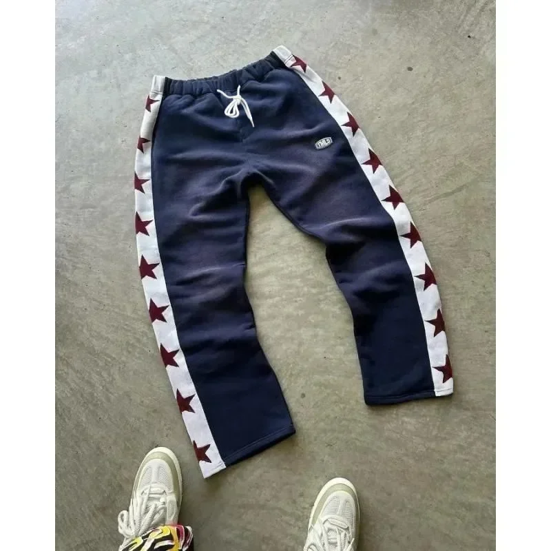 

Американские модные полосатые свободные мужские брюки для бега в стиле ретро Y2K, новые повседневные женские спортивные штаны в стиле Харадзюку в стиле хип-хоп, готики