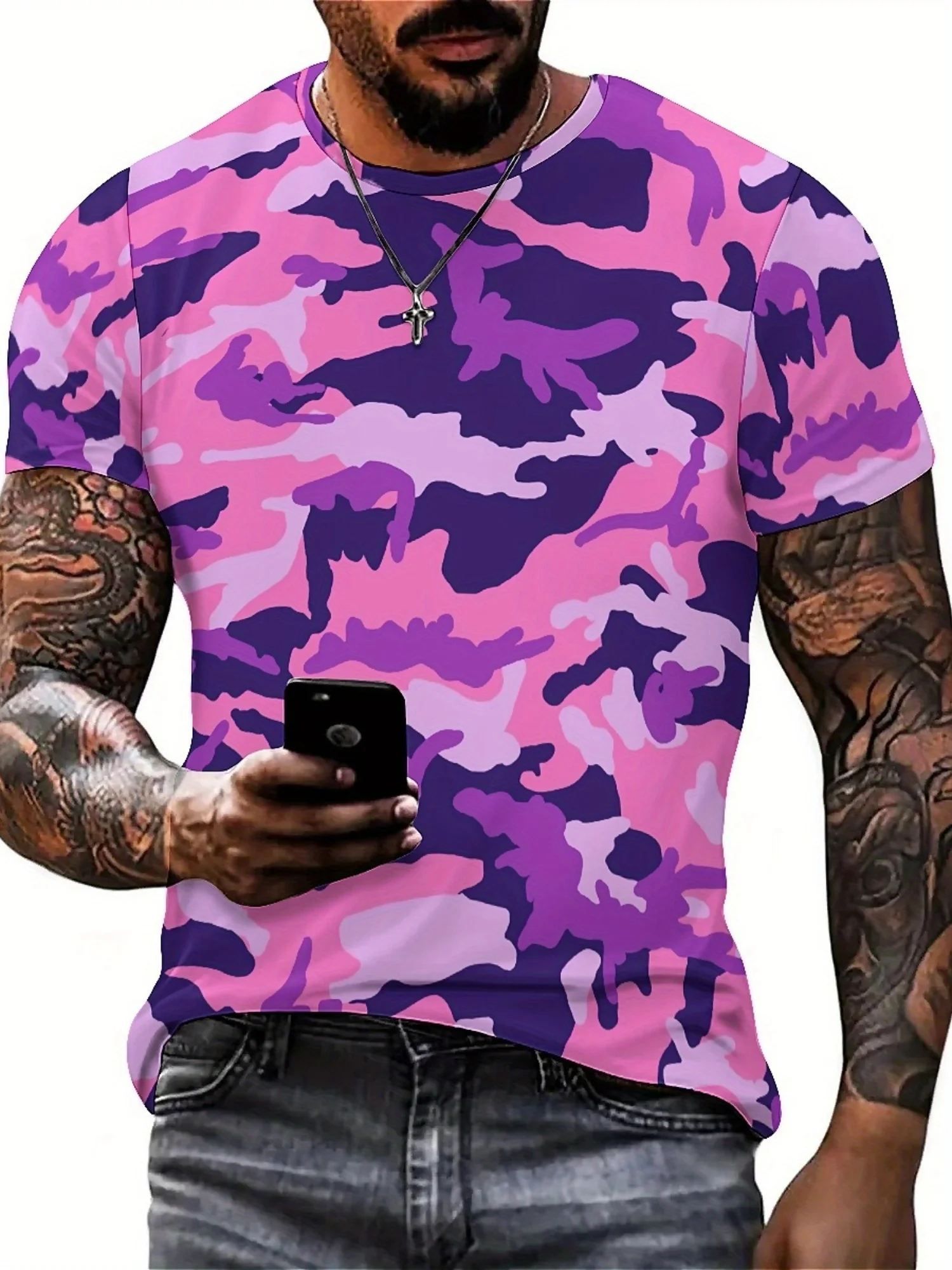 2025 الرجال والنساء ثلاثية الأبعاد مطبوعة تي شيرتات قصيرة الاكمام نابضة بالحياة هندسية التمويه نمط الرجال تي شيرت التمويه الصيد القمم