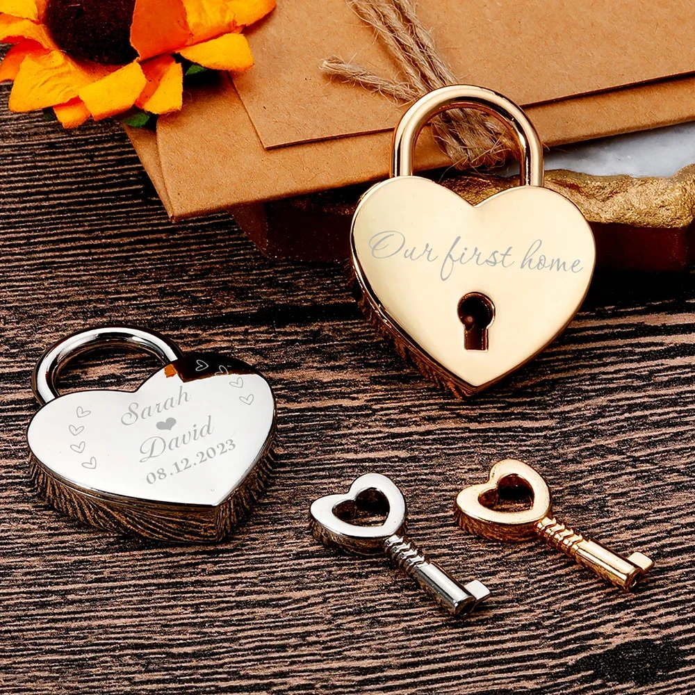 Our First Home Personalized Padlock Custom Name Date Love Lock with Key for Couple Boyfriend New Home Keepsake Anniversary Gifts