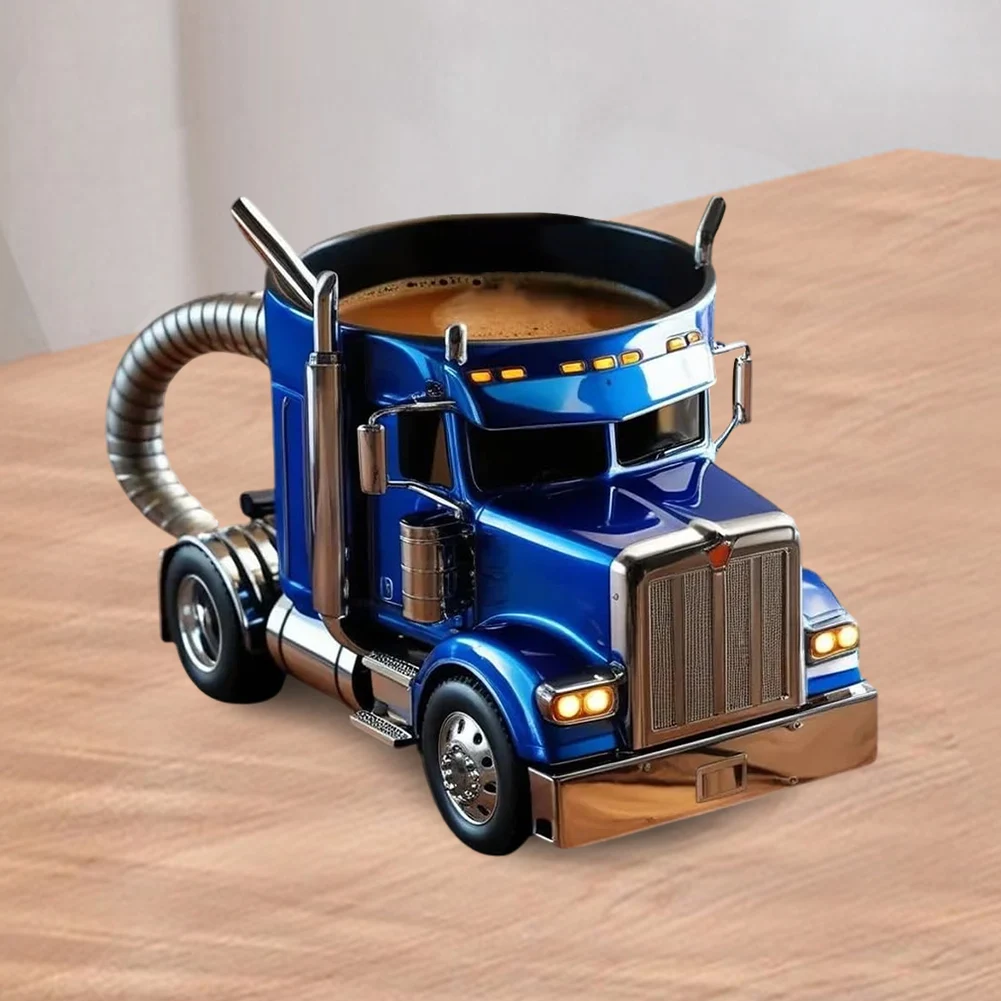 Creative Truck Design Coffee Mug 200-250ML Semi-Truck Water Cup Stainless Steel Semi Truck Shaped Drink Cups for Home Kitchen