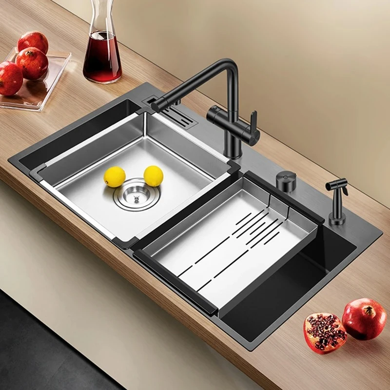 

Stainless Steel 4mm Thickness 220mm Depth Large Size kitchen Island Sink