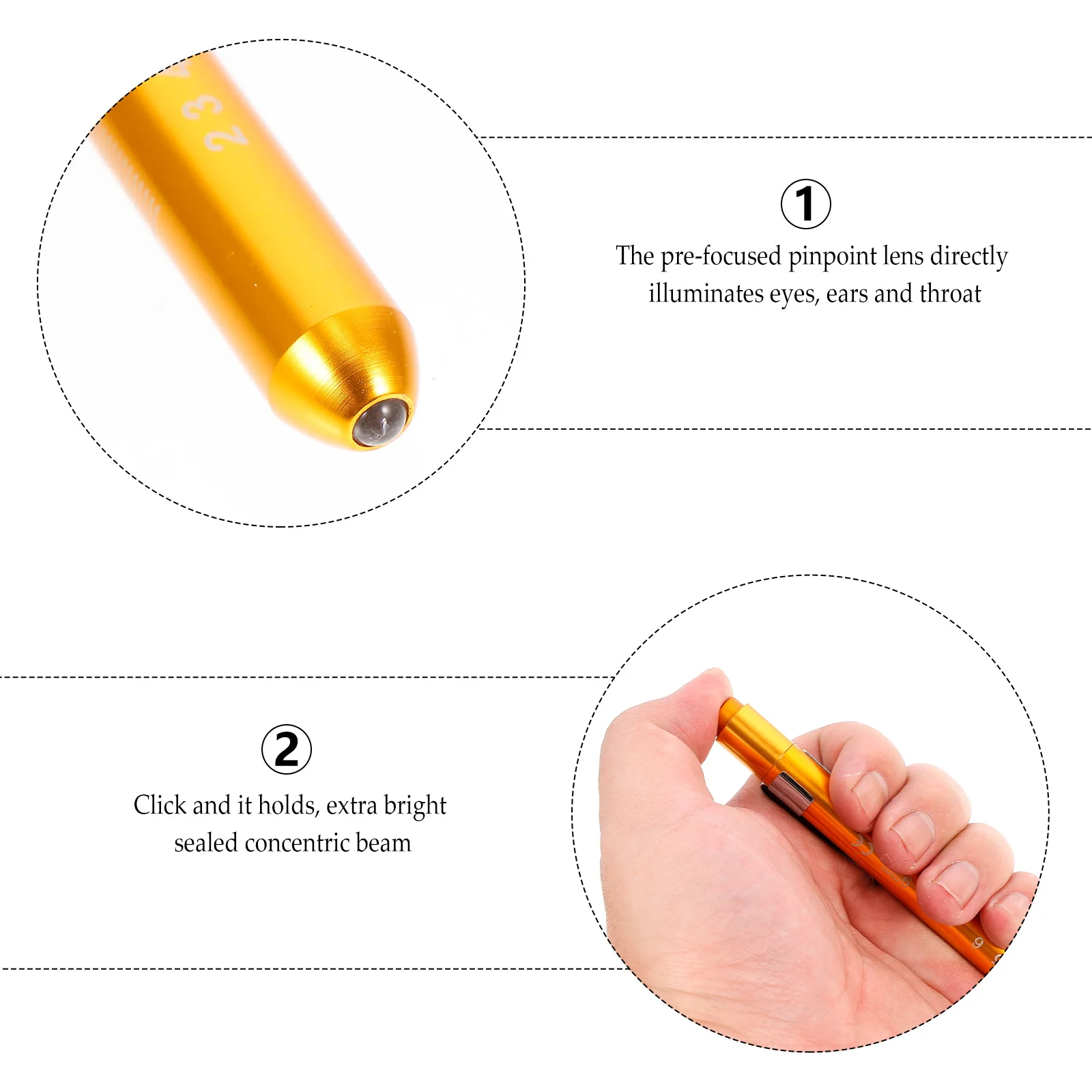 

3pcs Reusable Led Warm White Light Medical Pupil Gauge Pocket Clip Diagnostic Tool Nurses Students Home Use