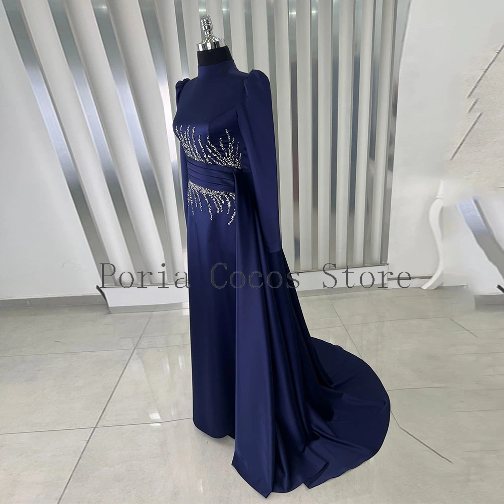 فستان سعودي مخصص بأكمام طويلة ورقبة دائرية وطول يصل إلى الأرض فساتين سهرة حورية البحر فستان رسمي لحفلات الزفاف #2