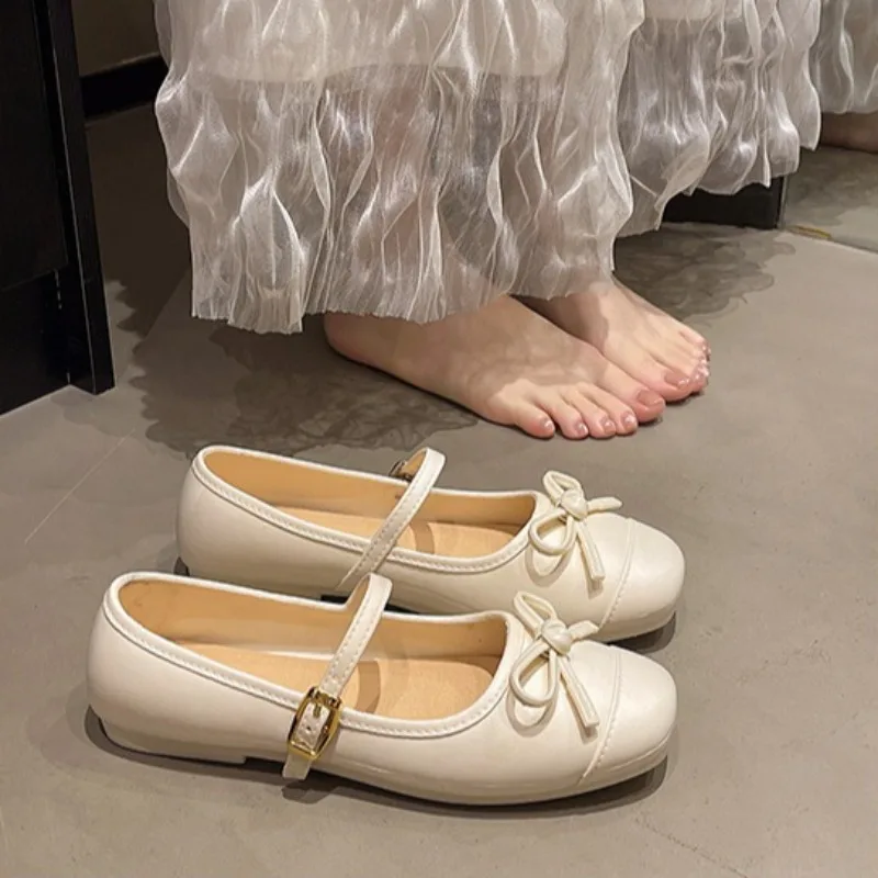 French Style Mary Jane Flats Knot Soft Bottom Fashion Single Shoes for Woman Spring Summer New Korean Version Women's Sandals
