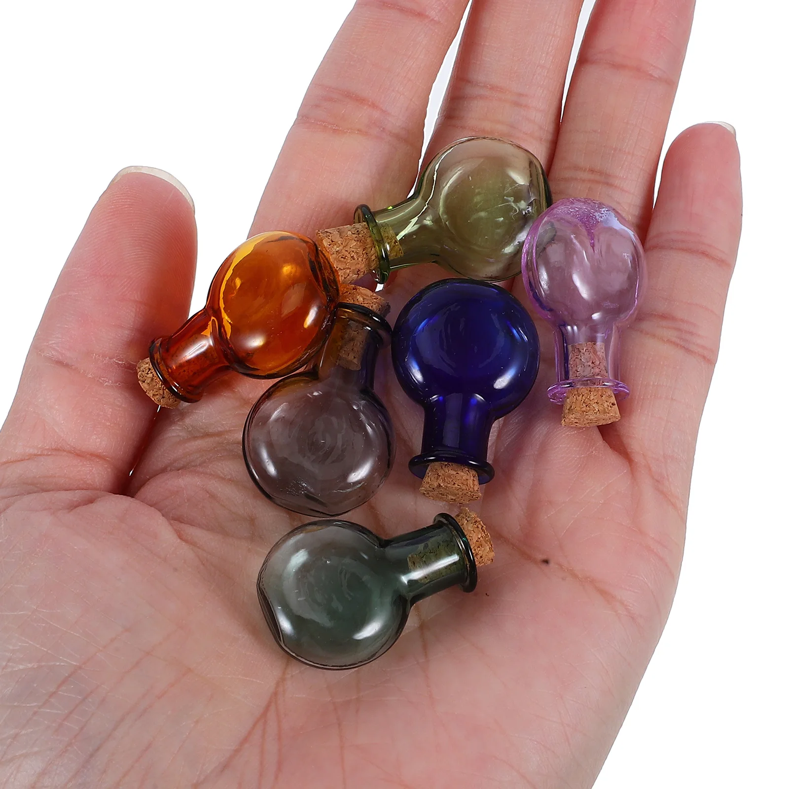 

9pcs Flat Glass Decorative Bottles Mini Jars with Cork Stoppers Tiny for DIY Crafts Wedding Party Decoration Small Storage