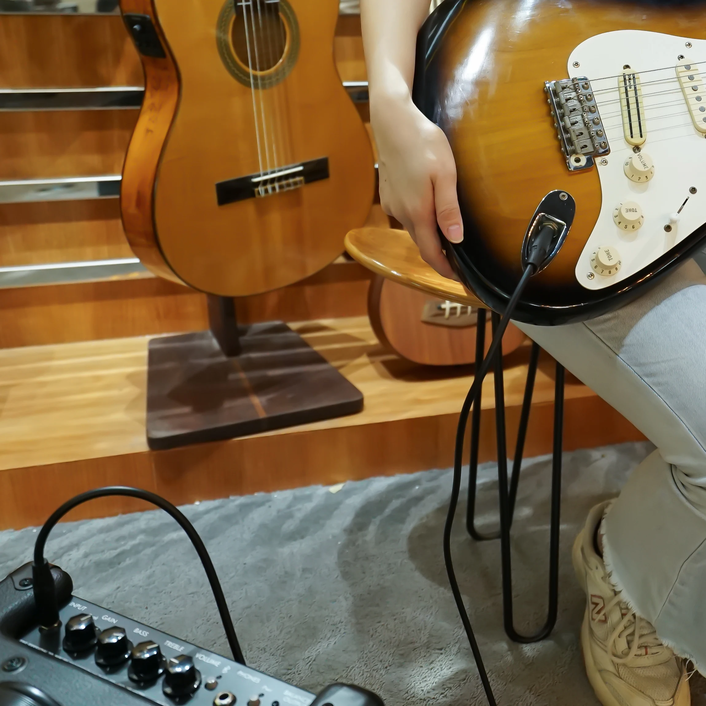 Аудиокабель 3 м, 6 м, 10 м, эластичный гитарный кабель из ПВХ 6,35 мм, 1/4 дюйма, прямой для электрических инструментов