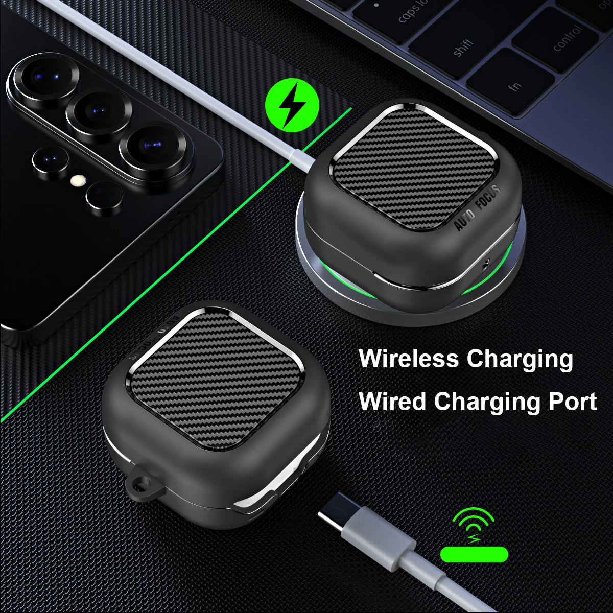 

TPU+PC Case For Buds 4 / Buds 4 Pro Carbon Fiber Texture Shockproof Cover With Carabiner