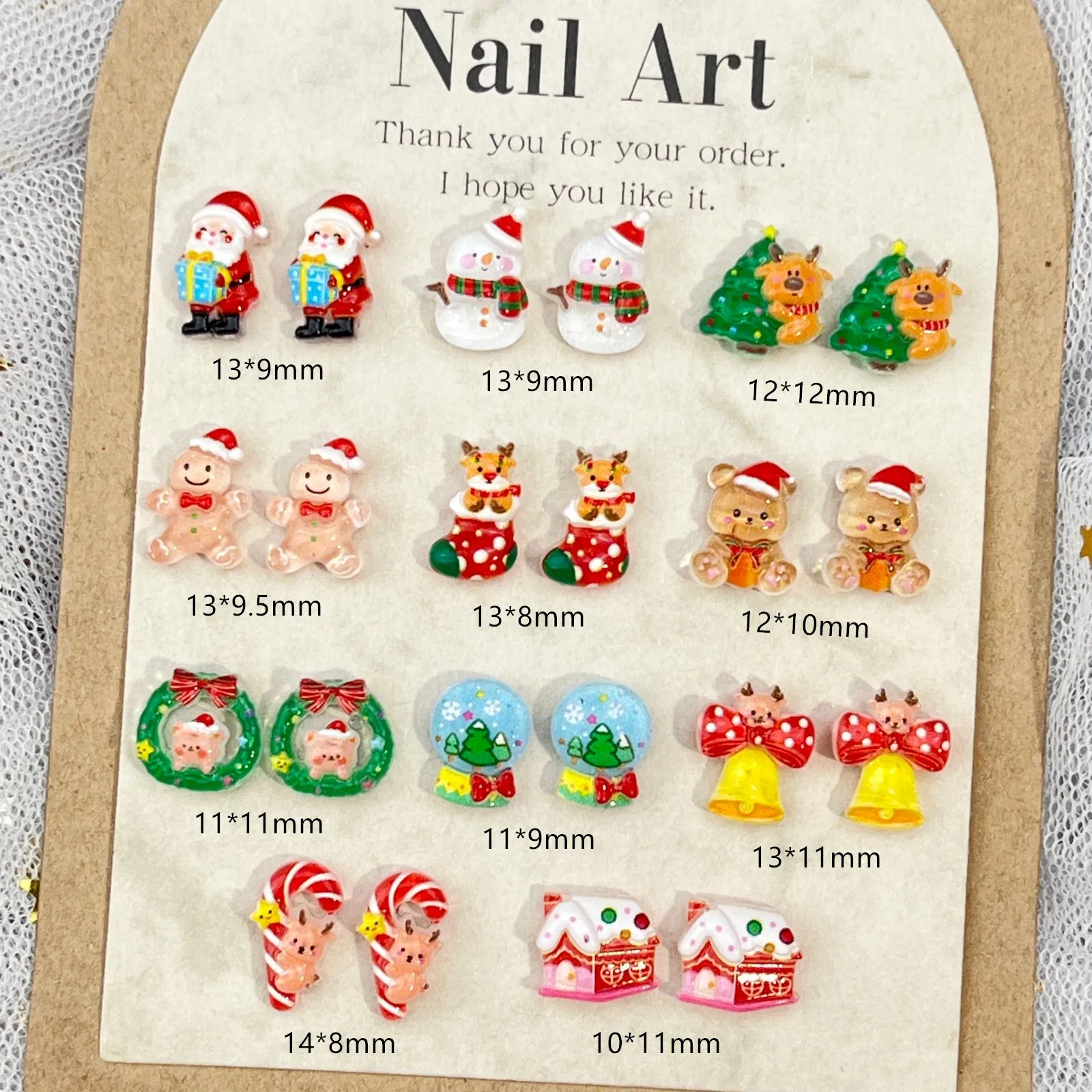 30PCS Kawaii Resin Christmas Nail Charms Santa Claus Bear Snowman Nail Art Accessories DIY Jewelry And Nails Decorations Parts