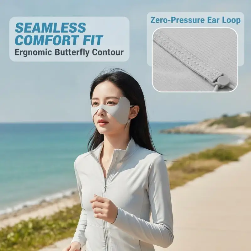 1Pcs Solid Color Sunscreen Eye Patches Summer Ice Silk Mask Sunscreen Face Scarf UV Protection Sunscreen Veil Face Cover Riding