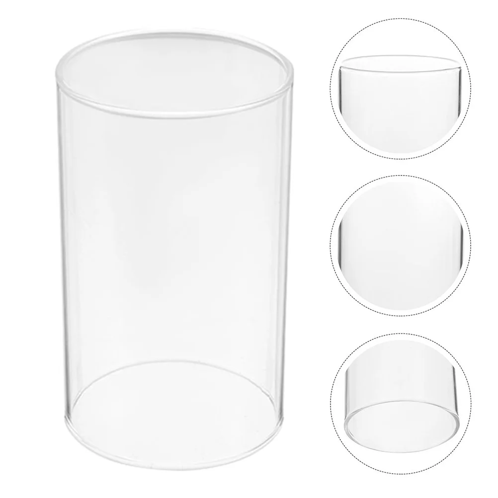 2Pcs Clear Glass Holders Simple Tube Shades for Container Romantic Atmosphere Decorative Glass Shades Supply