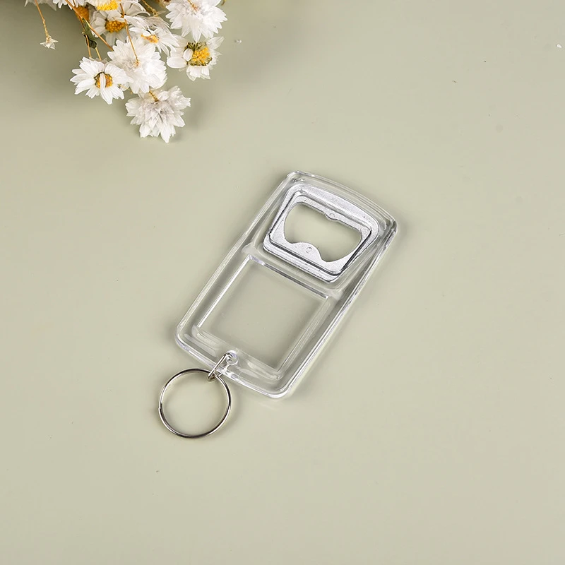 200pcs Beer Bottle Opener Acrylic Blank Photo Frame Keyrings Keychains For Wedding Birthday Party Favor Gifts