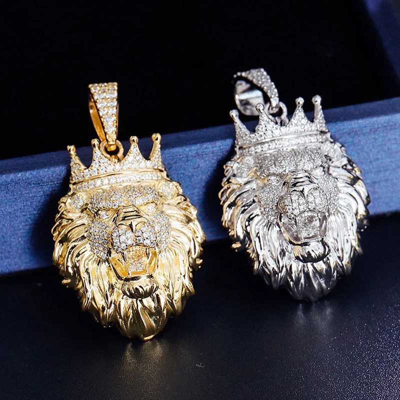 Lion King Animal Custom Moissanite Pendant Hip Hop Passes Diamond Tester 18k Gold Plated For Rapper