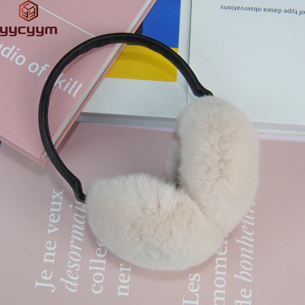 

Winter Quality Women Warm Soft Real Rex Rabbit Fur Earmuffs Girl Rex Rabbit Fur Plush Ear Muff Fluffy 100% Natural Fur Earmuffs