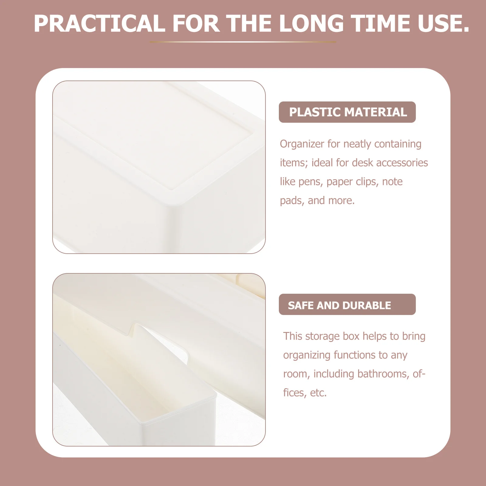 4 قطع منظم للأدراج، صندوق تخزين ملحقات مكتبية من مادة البولي بروبيلين الممتازة لأقلام التجميل وفرش أشتات #4