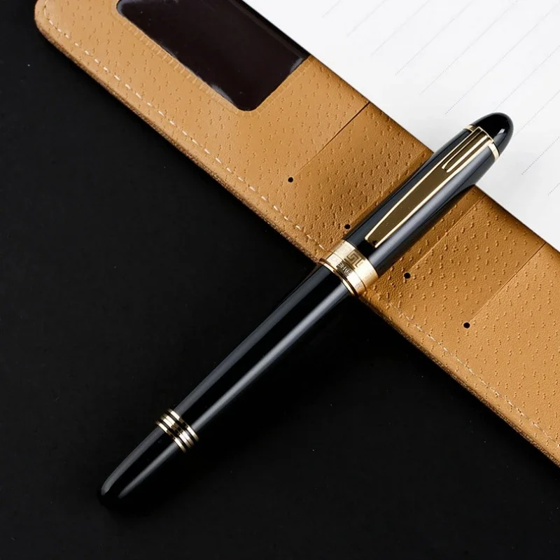 HERO H708 Gold Fountain Pen Black Metal Retro 10K Ink Pen Finance Nib Fine 0.5mm Business Office School Supplies Stationery