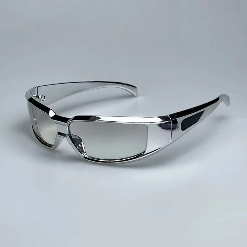 

Cyberpunk Polarized Sunglasses Futuristic Reflective Silver Frame Square Tech Style Fishing Cycling Bar Club Fashion Men Women