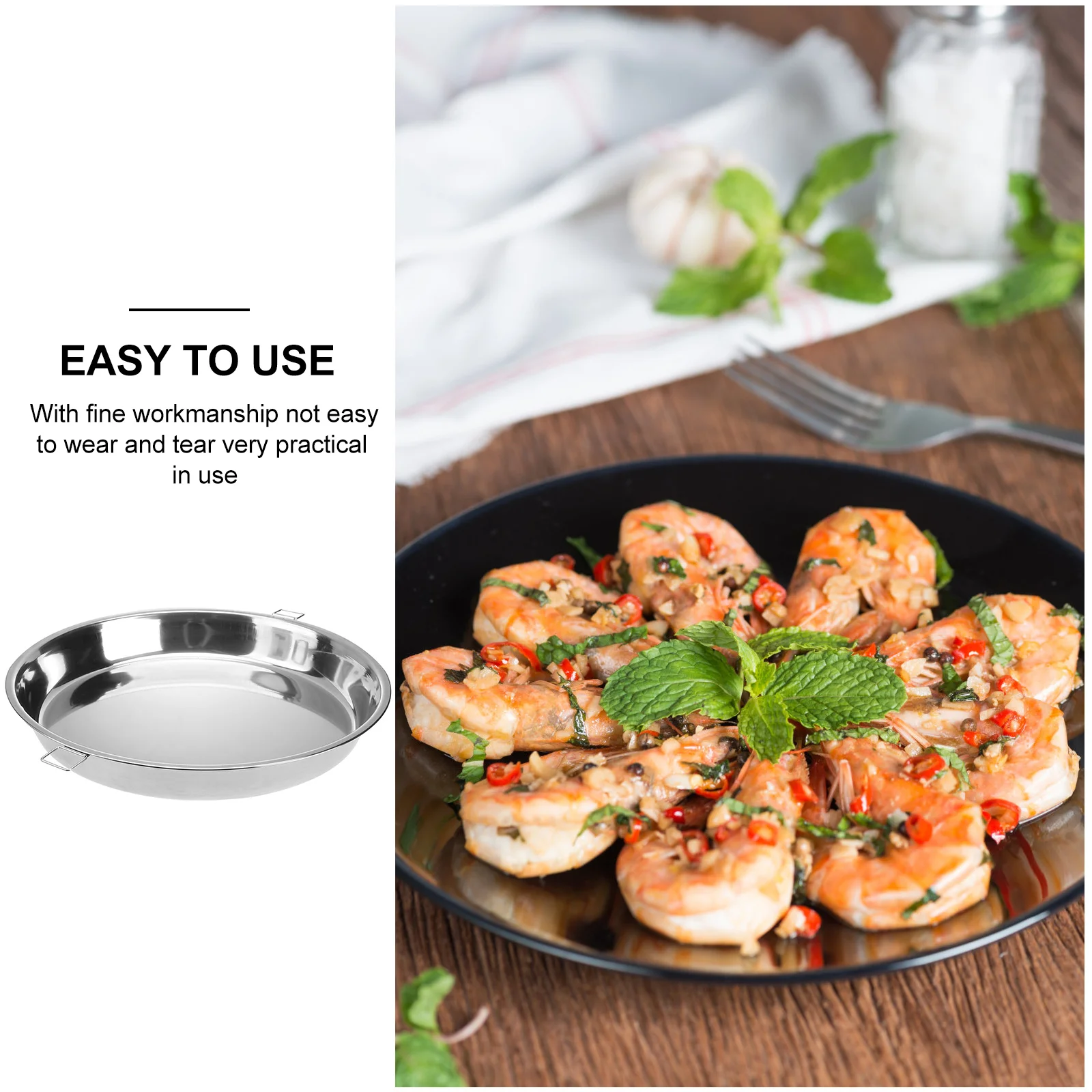 

1Pcs Stainless Steel Steaming Plate Premium Kitchen Cooking Dish for Steamed Fish Veggie Cake Cold Noodle Multifunctional Dish