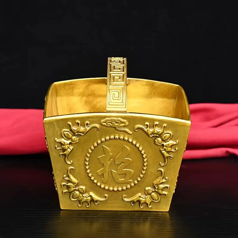 

Декоративная латунная корзина, медная мерная чаша, ваза для риса, винтажный декор для дома, подарок на открытие